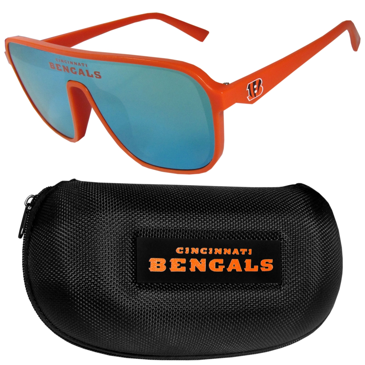 Siskiyou Sports FPAV010CP Cincinnati Bengals Shield Sunglasses with Case