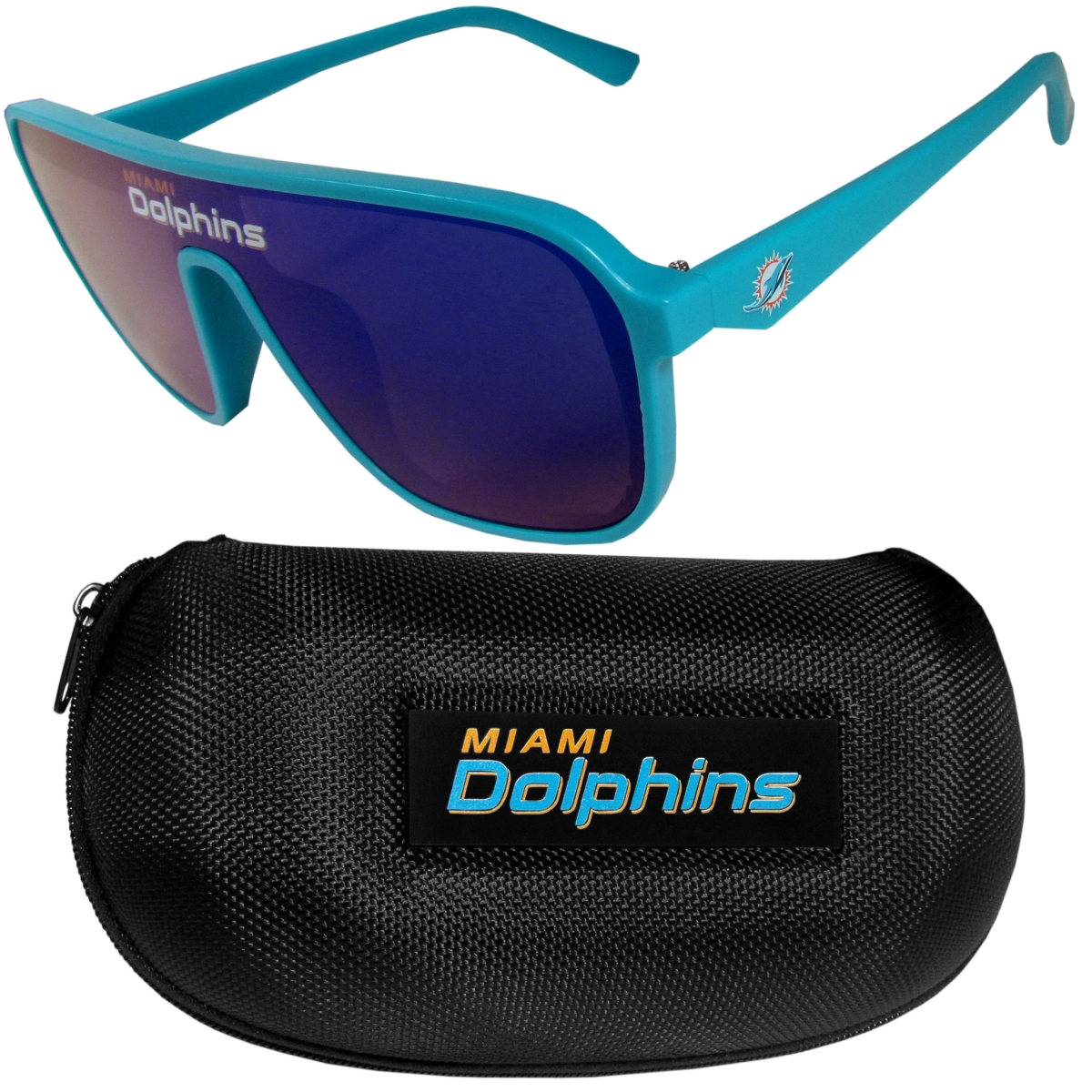 Siskiyou Sports FPAV060CP Miami Dolphins Shield Sunglasses with Case