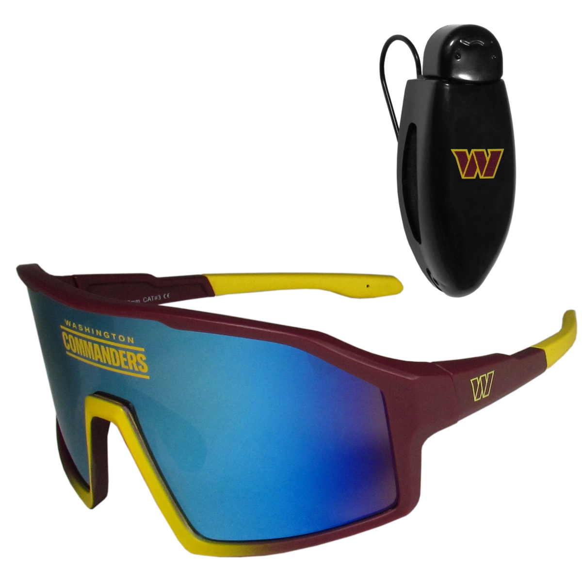 Siskiyou Sports FNSG135VC Washington Commanders Shield Sunglasses with Visor Clip