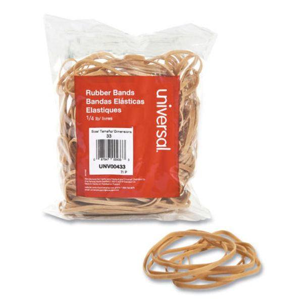UNV00433 Rubber Bands - Size 33 - 0.04 in. Gauge - Beige - 0.5 lbs