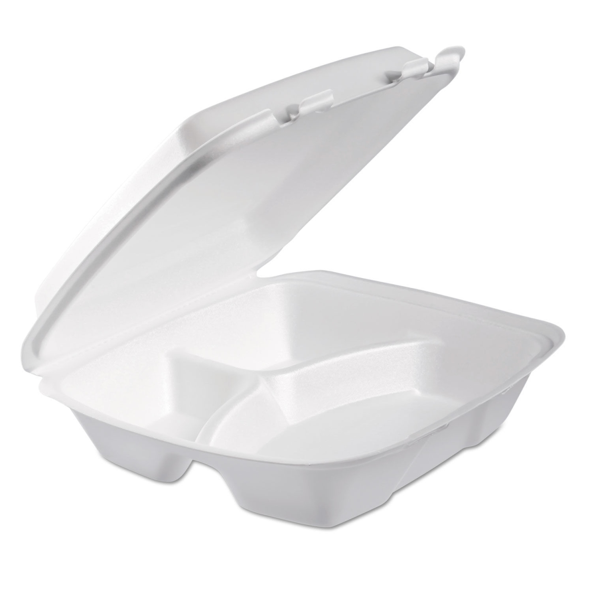 3-Compartment Foam Hinged Lid Container Performer Perforated Lid, White