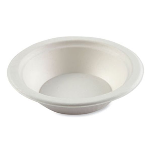 Picture of AmerCareRoyal RPPBL12NPFA 12 oz Bagasse Round PFAS-Free Dinnerware Bowl, White - Case of 1000