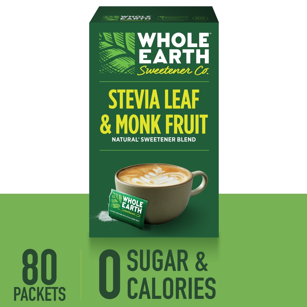 Picture of Whole Earth EQL00139 2.8 oz Whole Earth Stevia Sachets, White - Pack of 80