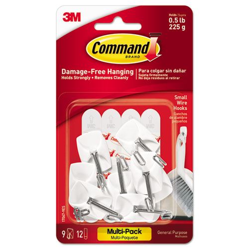 Picture of 3M 170679ES 1 lbs General Purpose Hooks Small Holds White - 9 Hooks & 12 Strips per Pack