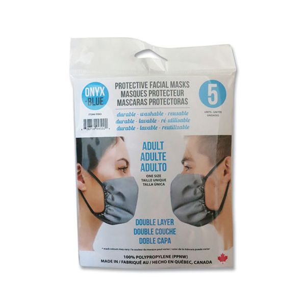 Picture of Onxy Plus Blue OXB9502 Polypropylene Protective Reusable Face Mask - One Size Fits All - Pack of 5