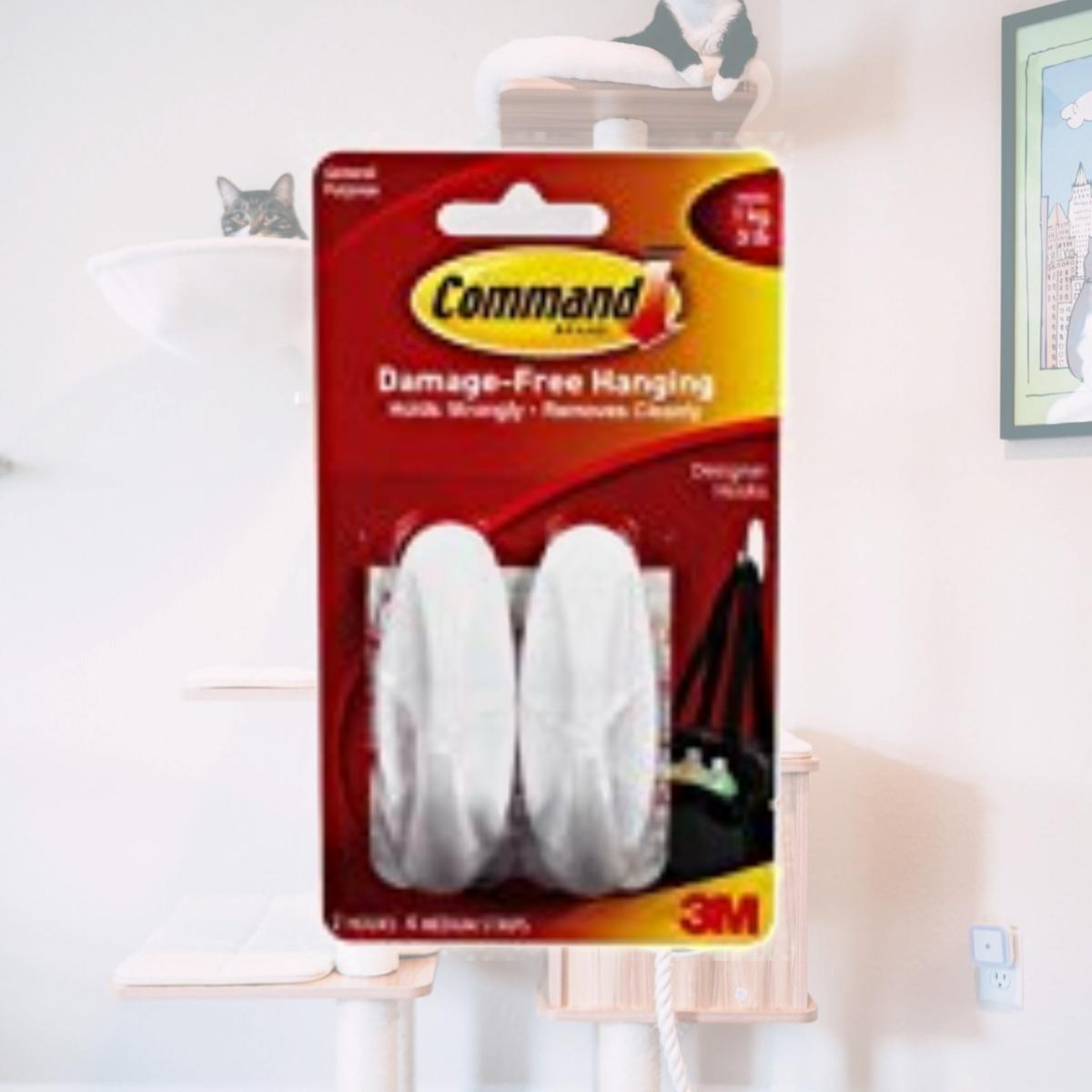 Picture of 3M 17081ES 3 lbs General Purpose Hooks Designer Holds White - 2 Hooks & 4 Strips per Pack