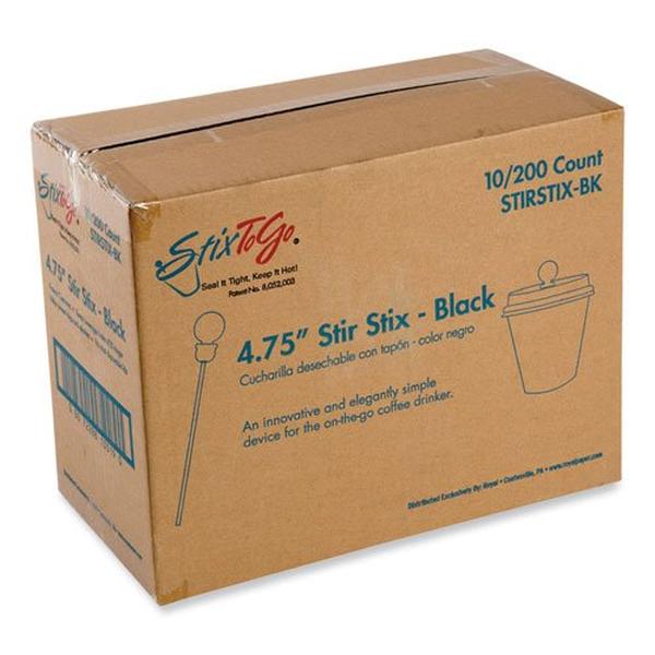 Picture of Amercareroyal RPPSTIRSTIXBK 4.75 in. Beverage Stir Stix Plugs&#44; Black - Pack of 2000