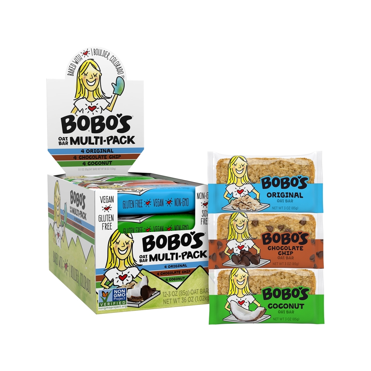 Picture of Bobos BBO00098 Gluten Free Coconut & Chocolate Granola Bar - 12 Per Box