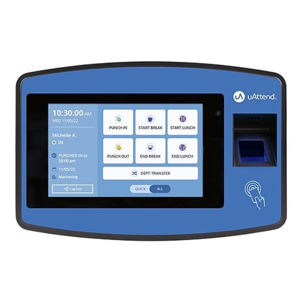 Picture of Uattend PPZ2500 Biometric Fingerprint Touch Tablet Time Clock System&#44; Blue & Black