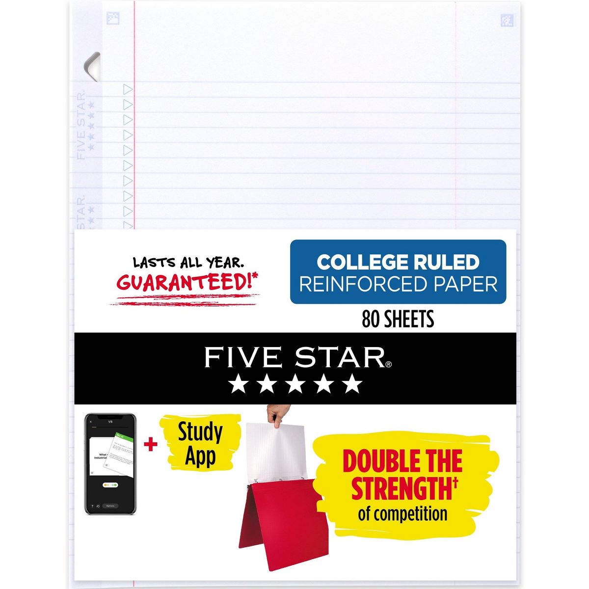 College Ruled Reinforced Filler Paper, White