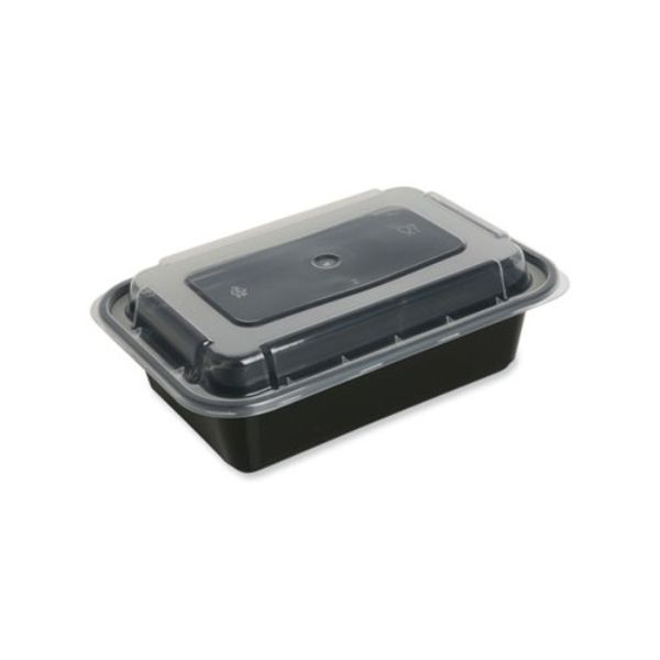 Picture of Blulab GENTORECT16 16 oz Plastic Food Container with Lid&#44; Black & Clear - 150 per Case