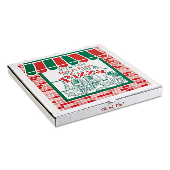Picture of ARVCO ARV7142504 14 in. Corrugated Pizza Boxes&#44; Brown&#44; Red & Green