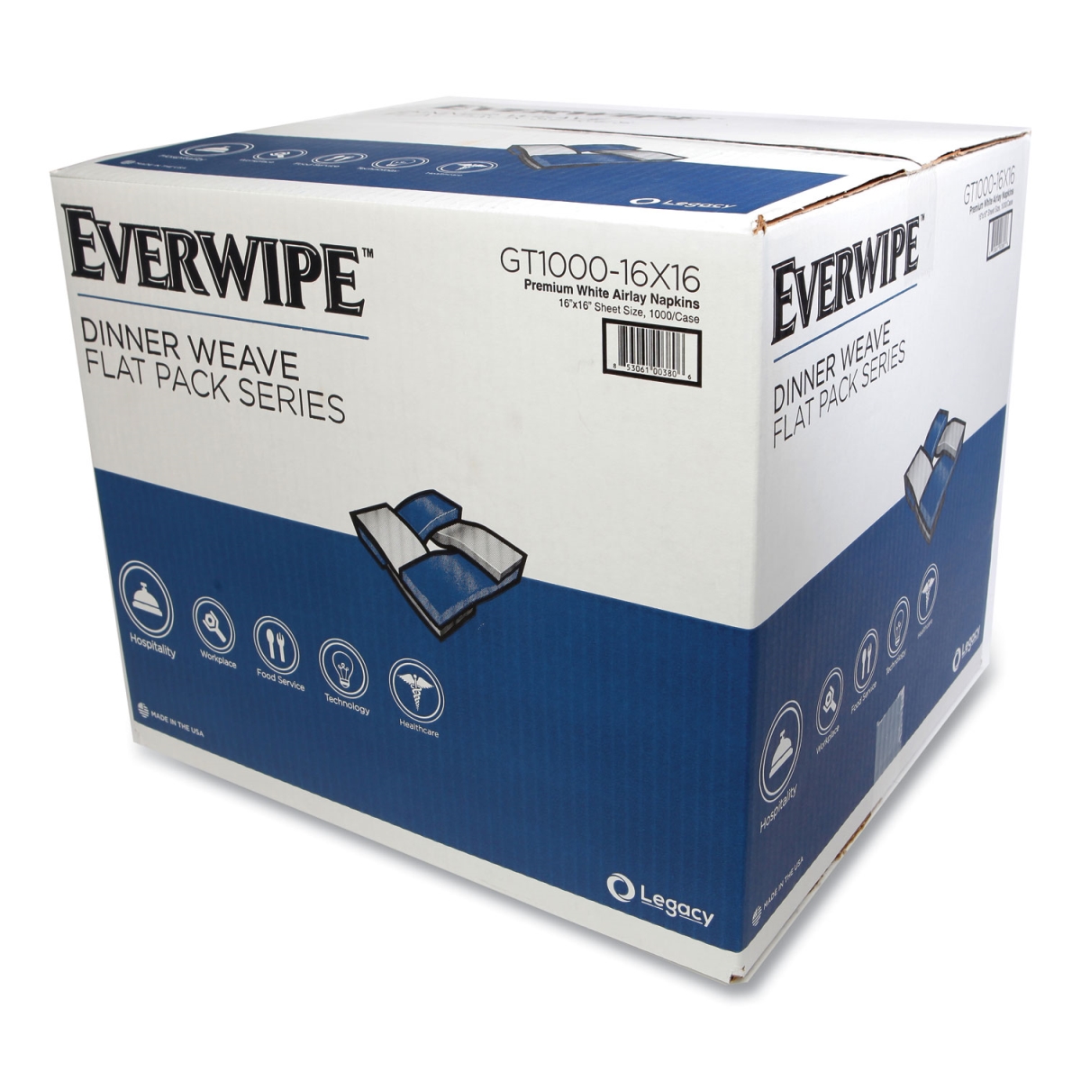 Picture of Everwipe LEYGT100016X16 16 in. Premium Guest Towel Flat Napkins&#44; White - Pack of 1000