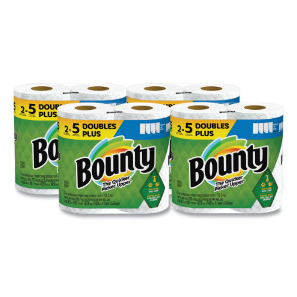 Picture of Bounty PGC08362 16 x 11 in. 2 Ply Kitchen Roll Paper Towels&#44; White&#44; 2 Double Plus Rolls - Pack of 4