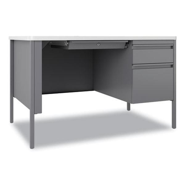 HID22653 30 x 48 in. Single Teachers Pedestal Desk, Platinum & White -  Hirsh Industries