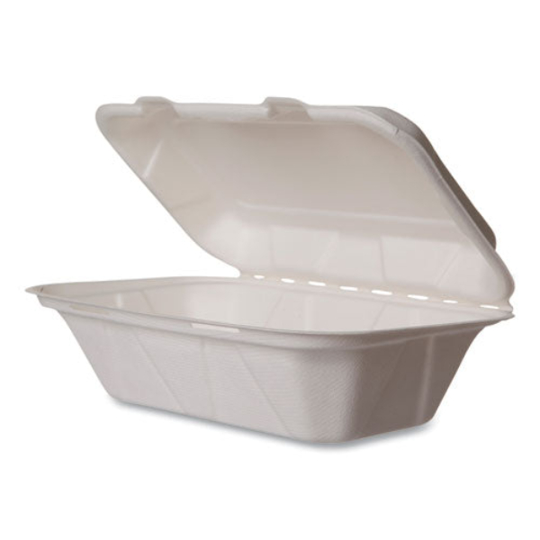 Picture of Vegware VEGWHBRGHOAGIE 9 x 11 x 2 in. Molded Fiber Clamshell Containers, White - Pack of 250