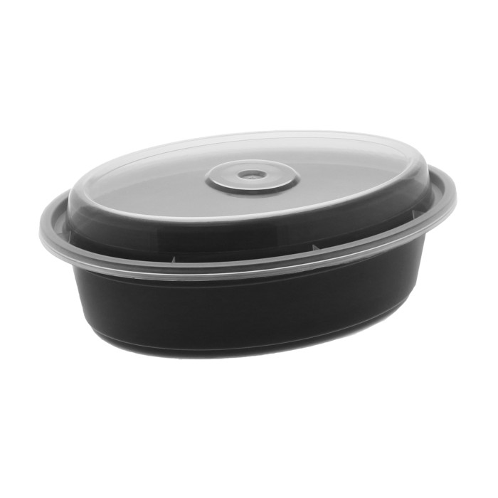 Picture of spring Versatainer PCTOC16B 16 oz Oval PP Container & Lid, Black - 150 Count