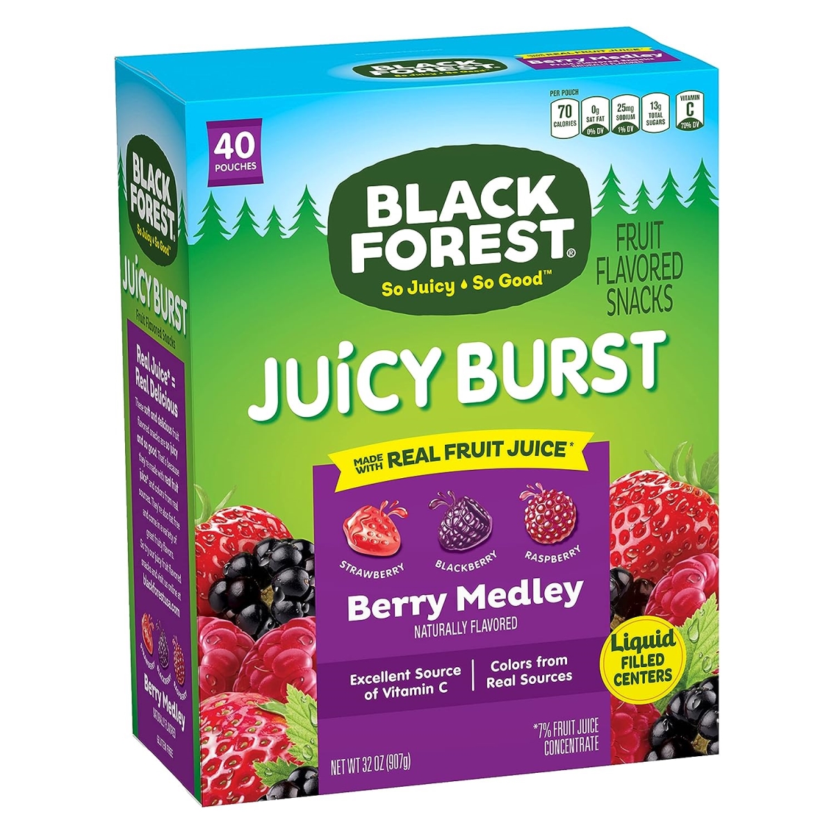 Picture of Black Forest BLFFER02067 0.8 oz Juicy Burst Fruit Snacks&#44; Berry Medley - Box of 40