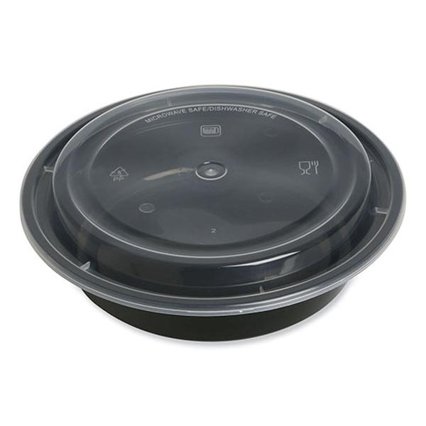 Picture of GEN GENTORND24 24 oz Round Food Container, Black & Clear - Pack of 150