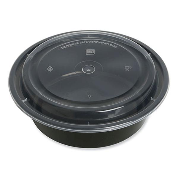 Picture of GEN GENTORND32 32 oz Round Food Container, Black & Clear - Pack of 150