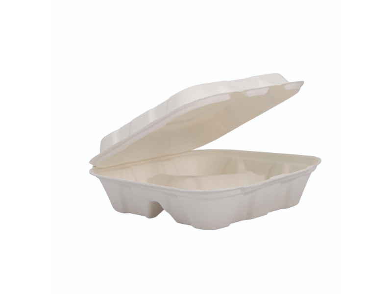 Picture of Dart DCCHC8FBR3 8.03 x 8.4 x 1.93 in. Compostable Fiber Hinged Trays - ProPlanet Seal - Molded Fiber - Ivory - Box of 200
