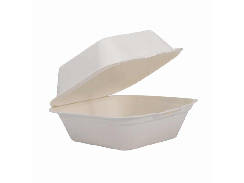 Picture of Dart DCCHC6FBR1 5.9 x 6.08 x 1.83 in. Compostable Fiber Hinged Trays - ProPlanet Seal - Molded Fiber - Ivory - Box of 500