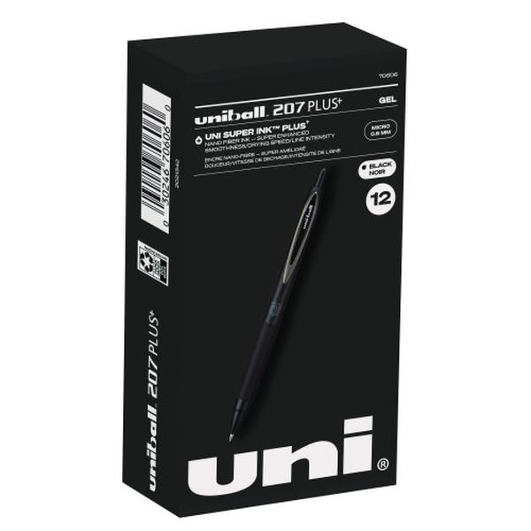 UBC70606 0.5 mm 207 Plus Retractable Micro Pen, Black - Pack of 12