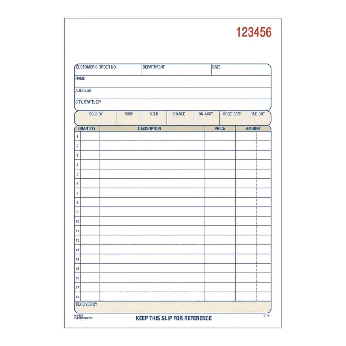 ABFDC580510 2 Part Sales Order Pad - 50 per Pack - Pack of 10 -  Cardinal Health