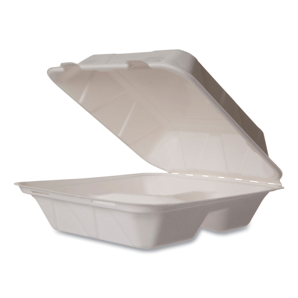 Picture of Vegware VEGWHBRG83HW 8 in. 3-Compartment Clamshell Container, White - Pack of 200
