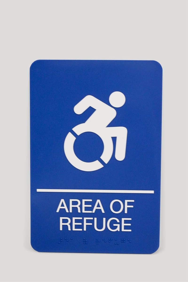 U S Stamp  Sign USS7783 Area of Refuge ADA Sign44 Blue