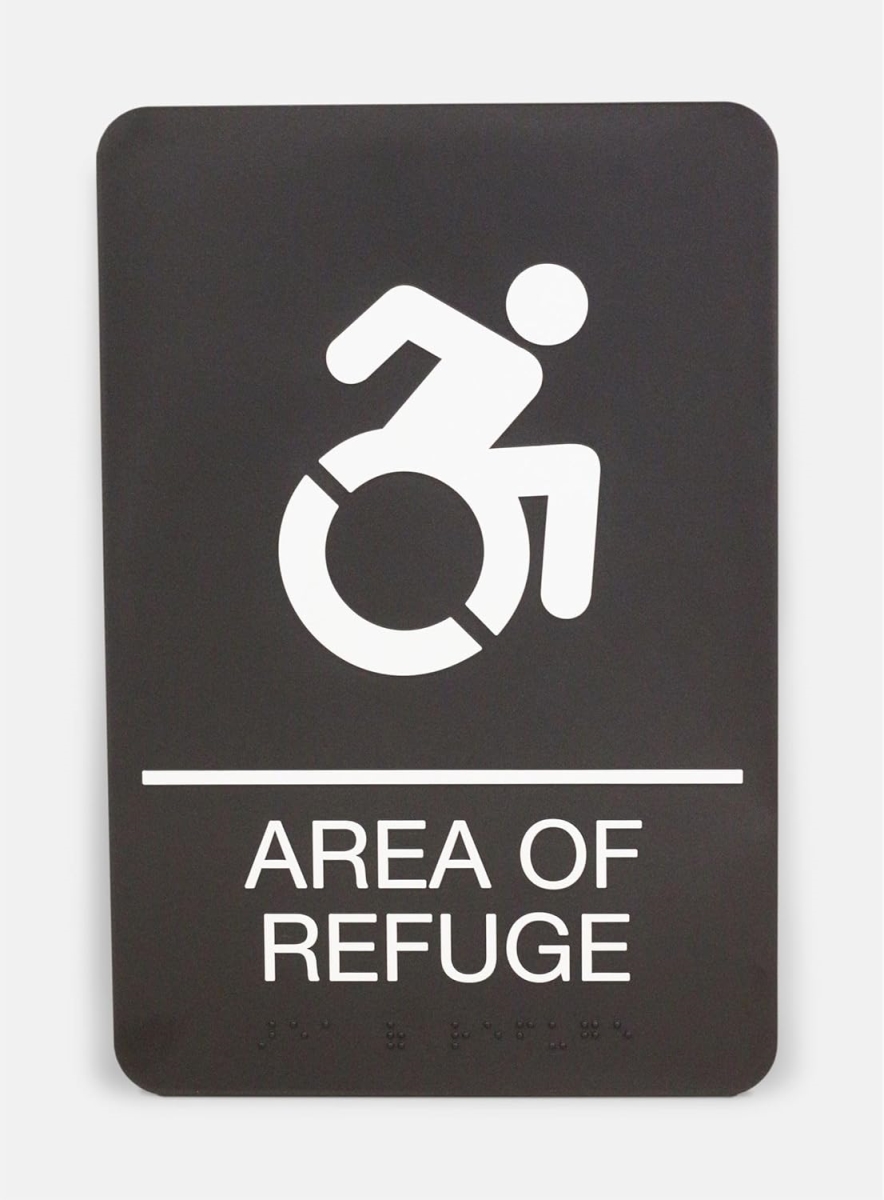 U S Stamp  Sign USS7784 Area of Refuge ADA Sign44 Black