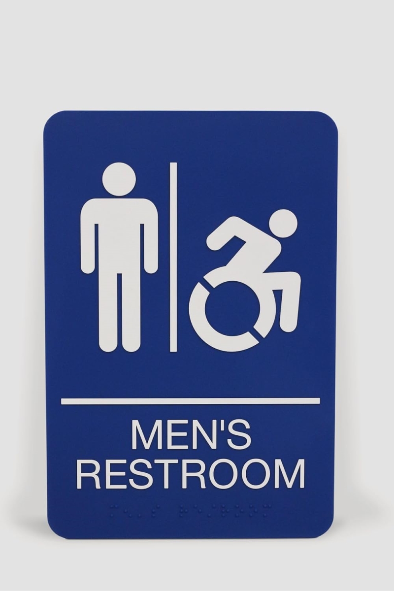 U S Stamp  Sign USS7774 Men Restroom ADA Sign44 Blue