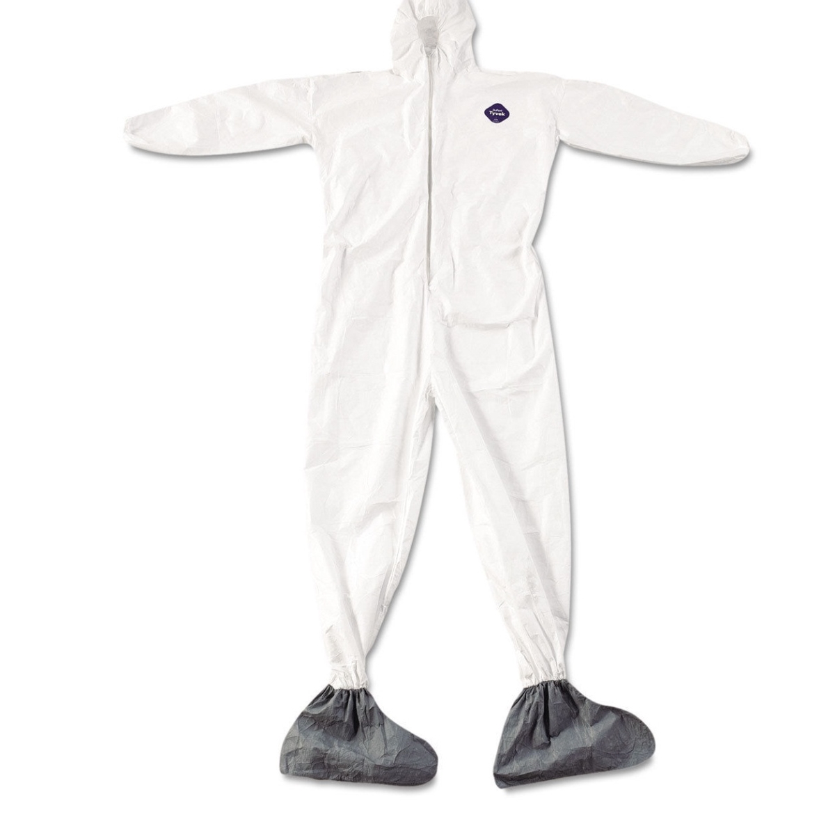 Picture of E.i. Dupont De Nemours 251-TY122S-XL Tyvek Elastic Cuff Hooded Coveralls with Boots, White & Extra Large, 25 per Case
