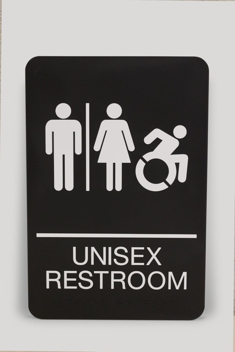 U S Stamp  Sign USS7772 Unisex Restroom ADA Sign44 Black
