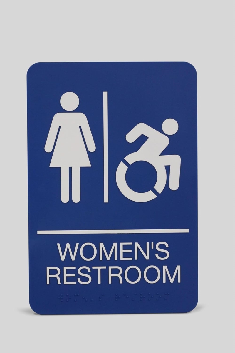 U S Stamp  Sign USS7777 Women Restroom ADA Sign44 Blue