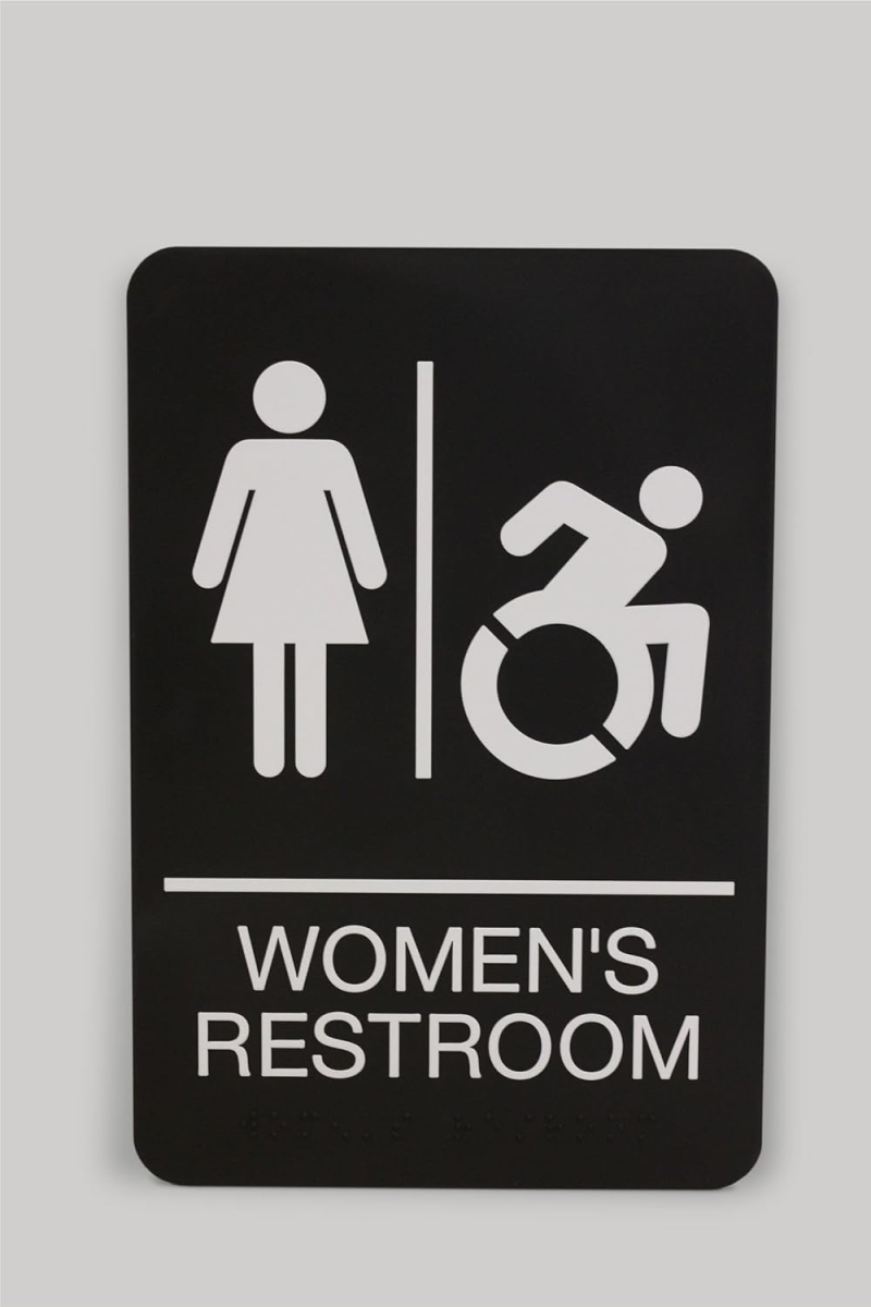 U S Stamp  Sign USS7778 Women Restroom ADA Sign44 Black