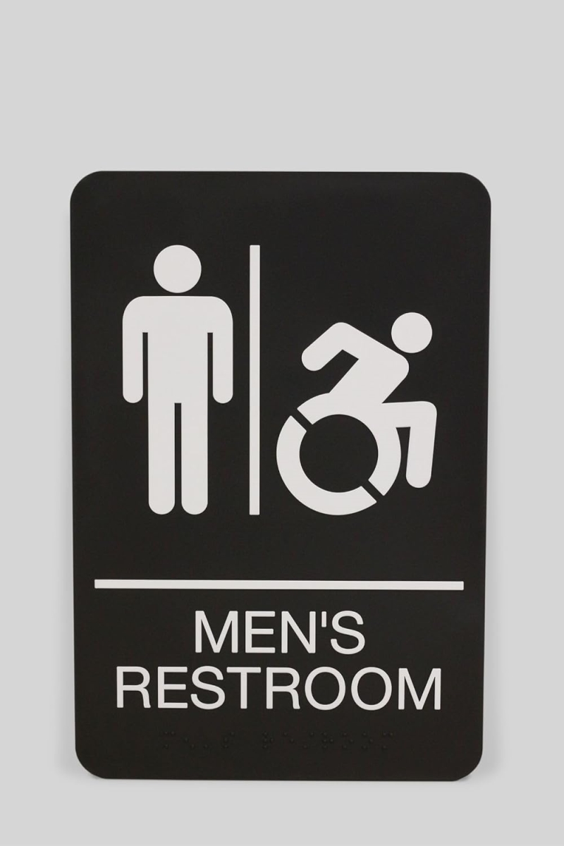 U S Stamp  Sign USS7775 Men Restroom ADA Sign44 Blue