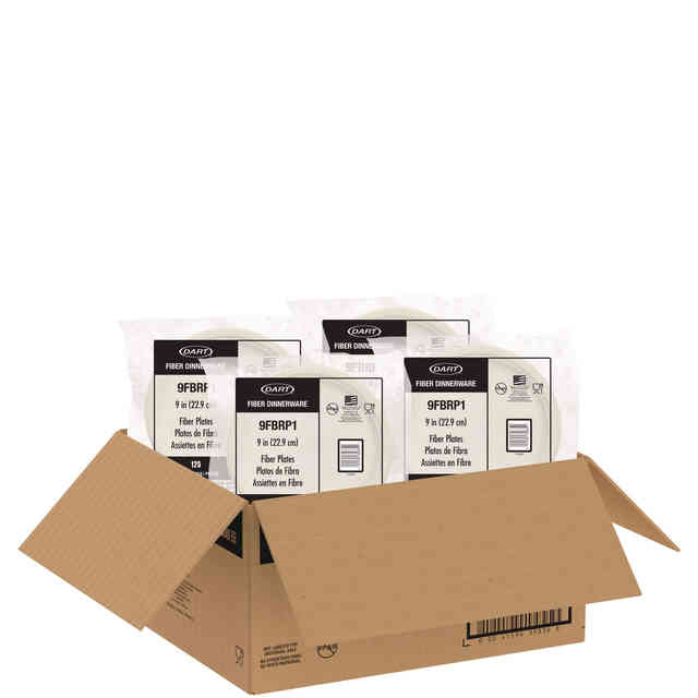 Picture of Dart DCC9FBRP1 9 in. Dia. ProPlanet Seal Paper Compostable Fiber Dinnerware Plate, Natural - Case of 500