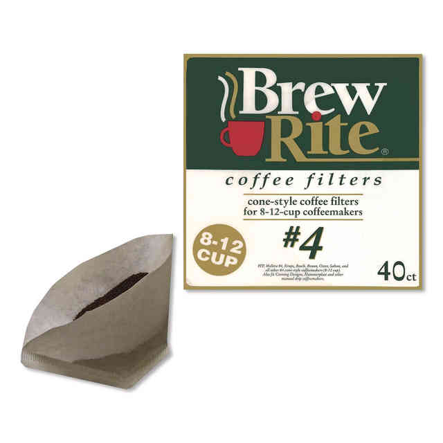 Picture of Brew Rite ROC46041 8 to 12 Cup Size Paper Cone Coffee Filters - Pack of 40