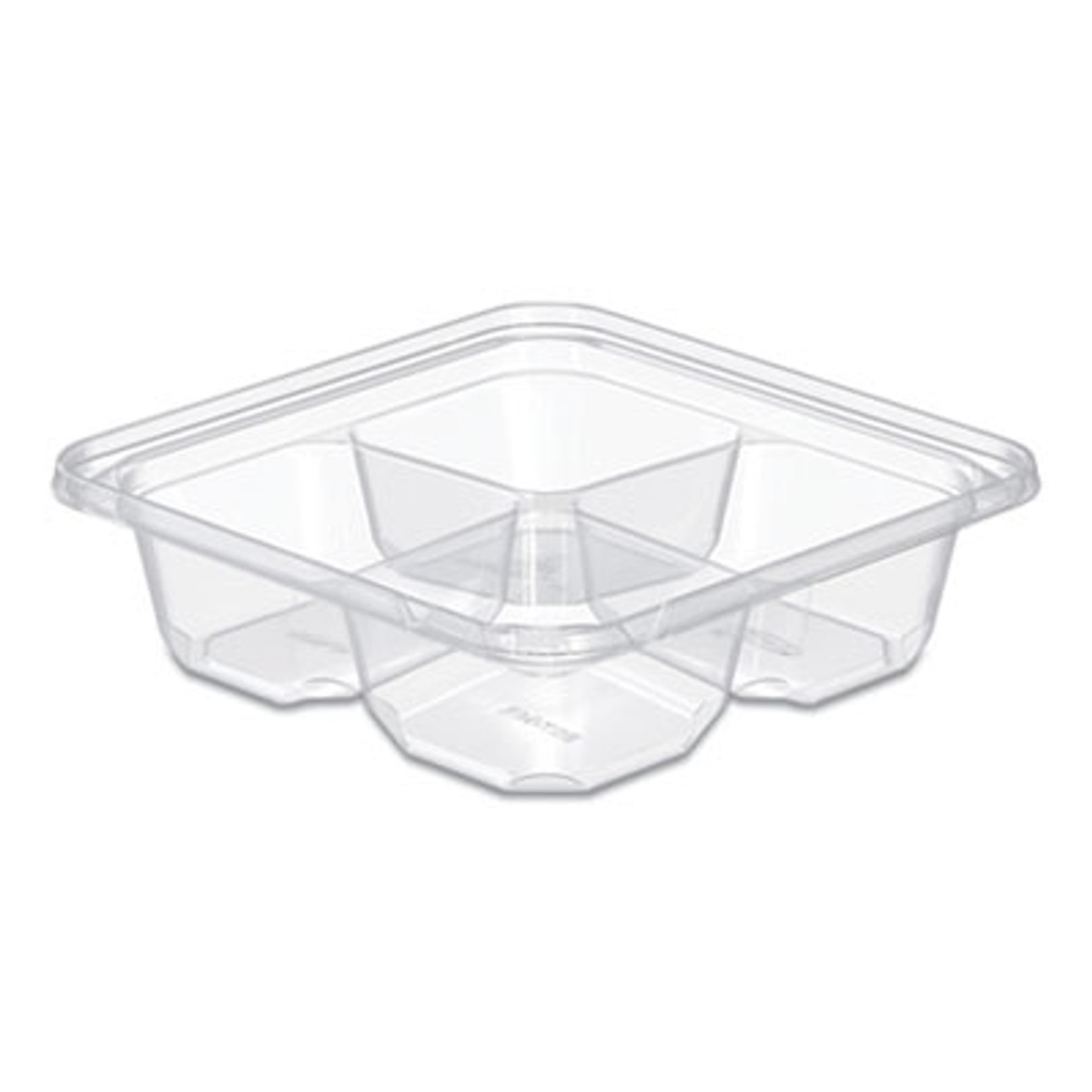 Picture of Dart DCCSBTG4S Tamperguard Snack Boxes, 4 Compartments, 6.3 x 6.3 x 1.8 in. - Clear - Plastic - Case of 4