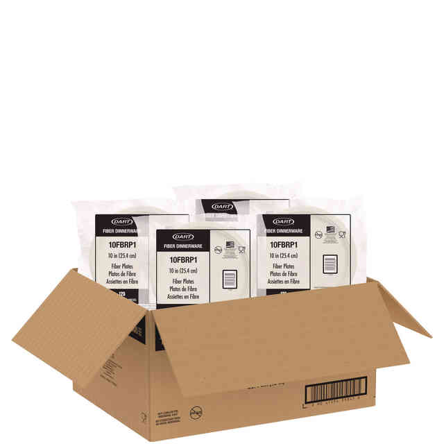 Picture of Dart DCC10FBRP1 10.2 in. Dia. ProPlanet Seal Compostable Fiber Paper Dinnerware Plate, Natural - Case of 500