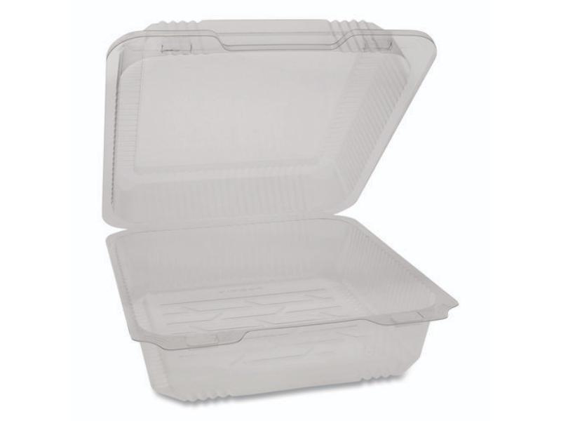 Picture of Pactiv Evergreen PCT0CAH09700000 8.75 x 8.25 x 3.63 in. SmartLock PET Hinged Lid Bakery Container, Clear - Case of 200