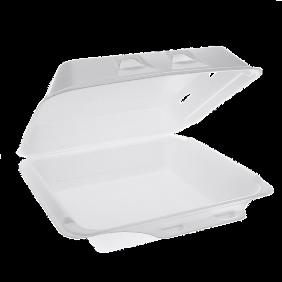 Picture of Pactiv Evergreen PCTYHLWV9010000 9 x 9.5 x 3.3 in. PS Foam SmartLock Vented Hinged Lid Container - Case of 150