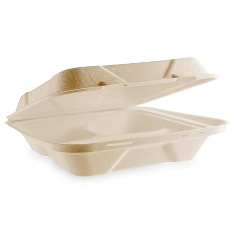 Picture of Vegware VEGVWHC93NFA 9 in. Compostable Clamshell 3 Compartment to Go Containers, Case of 200