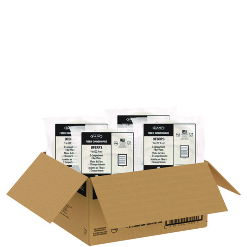 Picture of Solo DCC9FBRP3 9 in. Compostable Molded Fiber Proplanet Seal 3-compartment Dinnerware Plate, Natural - 500 Per Pack