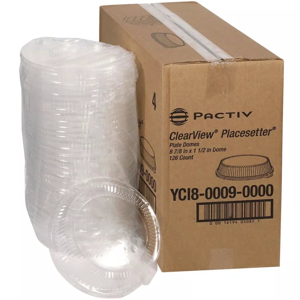 Picture of Pactiv PCTYCI800090000 8.75 in. ClearView Dome Style Plastic Lid with Tabs,Clear - 126 Per Pack