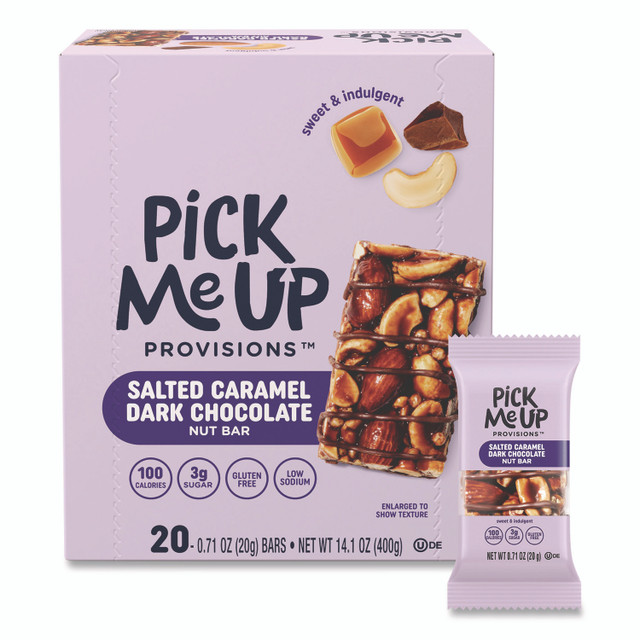 Picture of Pick Me Up Provisions PIEPM62795CC 0.7 oz Gluten Free Salted Caramel Dark Chocolate Nut Bar