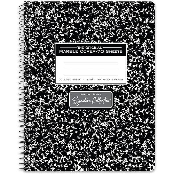 Picture of Roaring Spring ROA10111 9.75 x 7.5 in. Signature Collection College Ruled Spiral Wirebound Composition Book&#44; Black - 70 Sheets