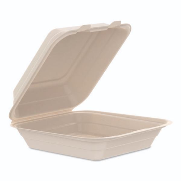 Picture of Dart DCC80FBRHT1 8.65 x 7.94 x 2.98 in. Compostable Molded Fiber Hinged Trays - ProPlanet Seal&#44; Natural