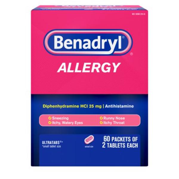 Picture of Johnson JOJ17060 Benadryl Allergy Ultra tabs Tablets - 60 per Box - 2 per Pack